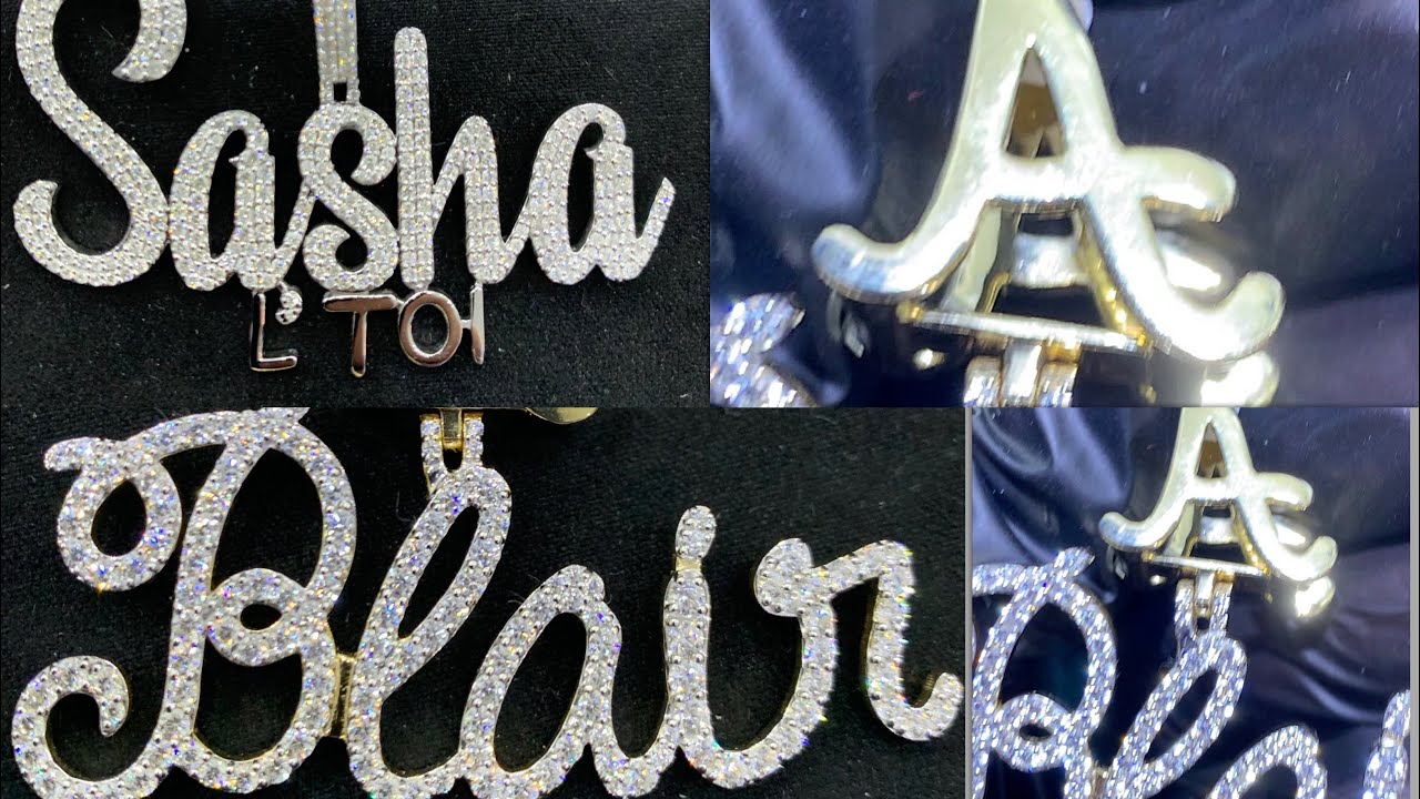 Diamonds💎White and yellow Gold custom Name pendant/ for Sasha & Blair