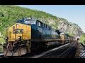 CSX WB intermodal on Cumberland sub led by CSX trio passes through Harper's Ferry station