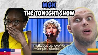 REACTION TO mgk - outlaw overture/vampire diaries (Live at The Tonight Show) | FIRST TIME WATCHING