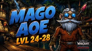 ¡HIPER SPAM AoE LEVELING! Mago WOW Clasic Hardcore Nivel 24-28 (Talentos y Supervivencia)