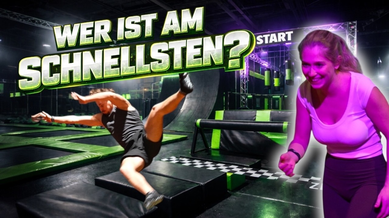 Соревнования на скорость в батутном зале