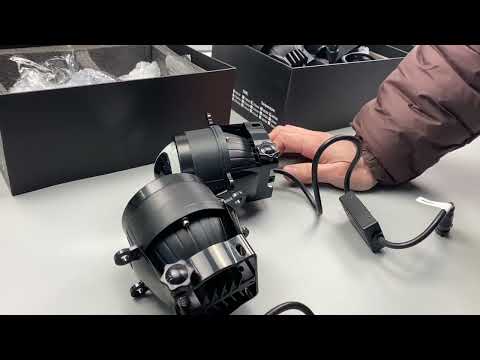 Фары-линзы LED противотуманные 3.5 дюйма (90мм х 90мм), 50W, IP68, 9V-36V, 3400LM (комплект 2 шт), видео 1