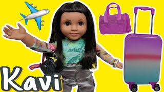 American Girl doll Kavi packing for vacation doll travel Routine