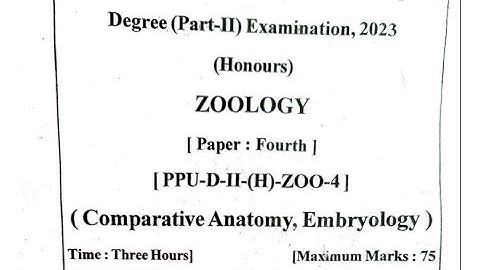 B.Sc Part - 2  Zoology Honours Paper - IV  QUESTION (2023)