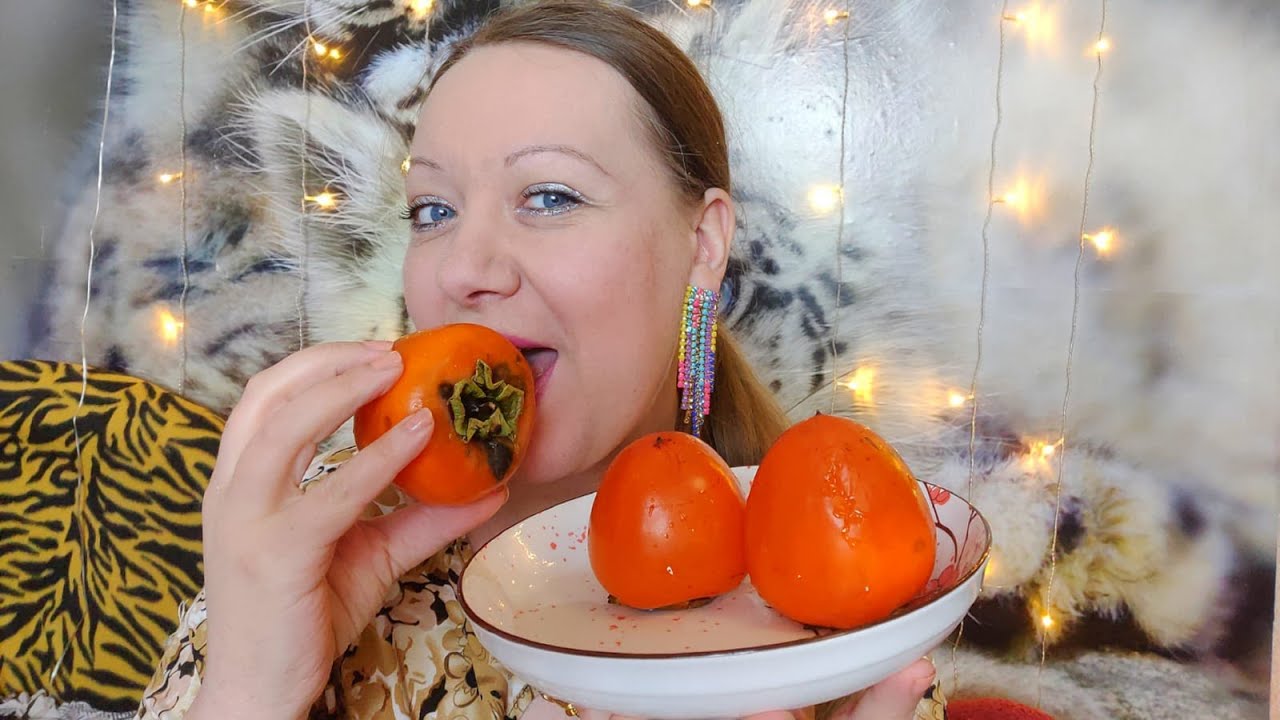ASMR🍑ИТИНГ ВКУСНАЯ СОЧНАЯ ХУРМА🍅Релакс, Мурашки Асмр