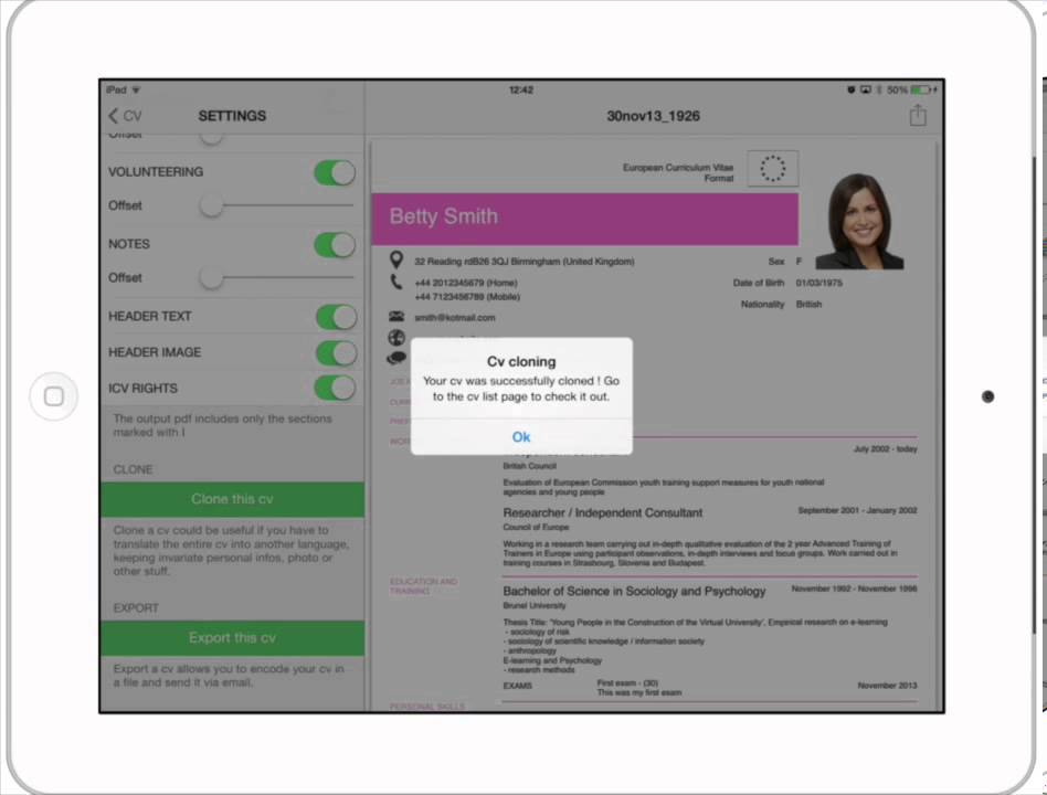 iCV Tutorial: How to duplicate your CV in iCV App