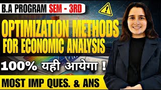 Optimization Methods for Economic Analysis | Most Important Questions with Answers | BA Prog 3rd Sem