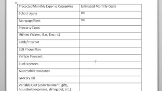 Create a Projected Budget