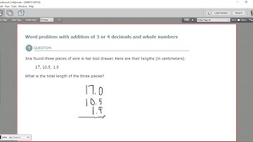 Word problem with addition of 3 or 4 decimal and whole numbers