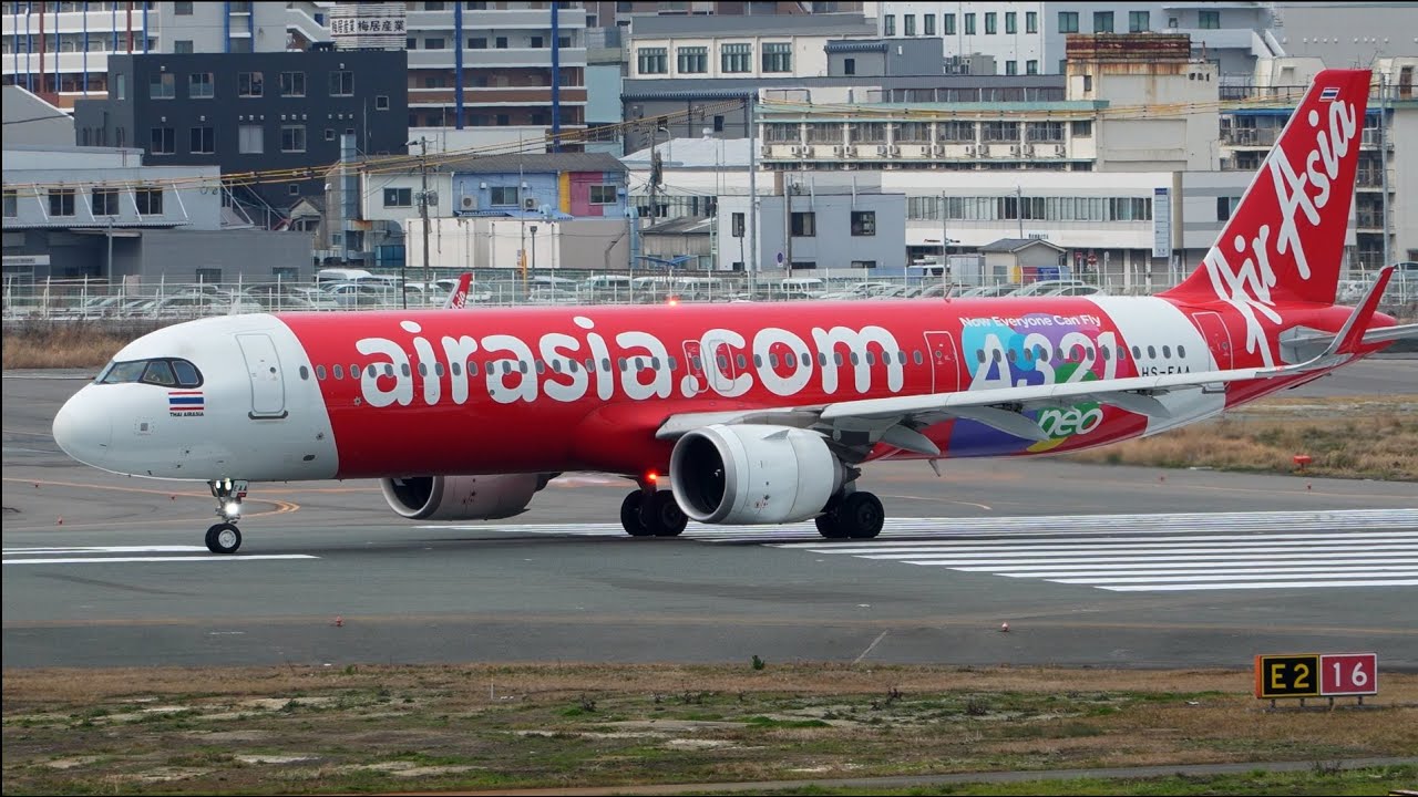 Thai AirAsia Airbus A321neo HS-EAA Takeoff from Fukuoka Airport | FUK/RJFF