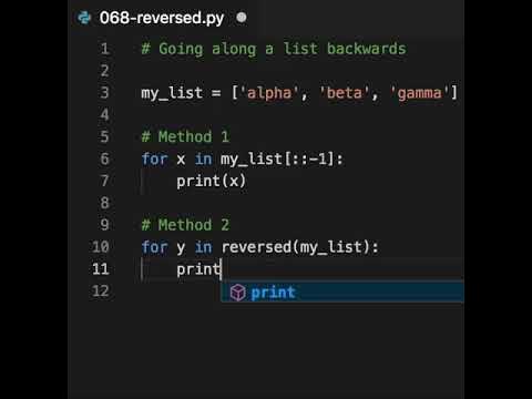 To iterate backwards in Python, either use a range with step = -1, or a ...