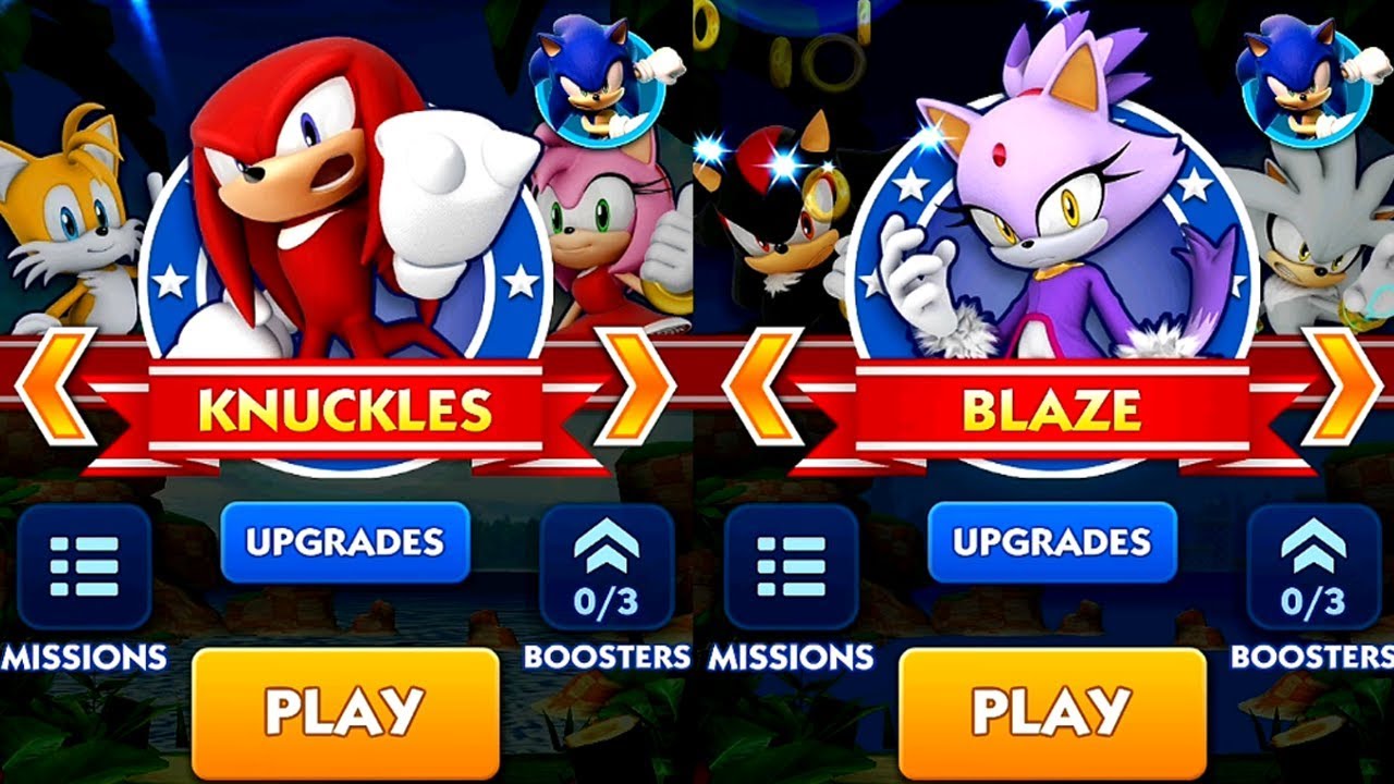 Sonic Dash KNUCKLES VS BLAZE Android iPad iOS Gameplay HD - YouTube.