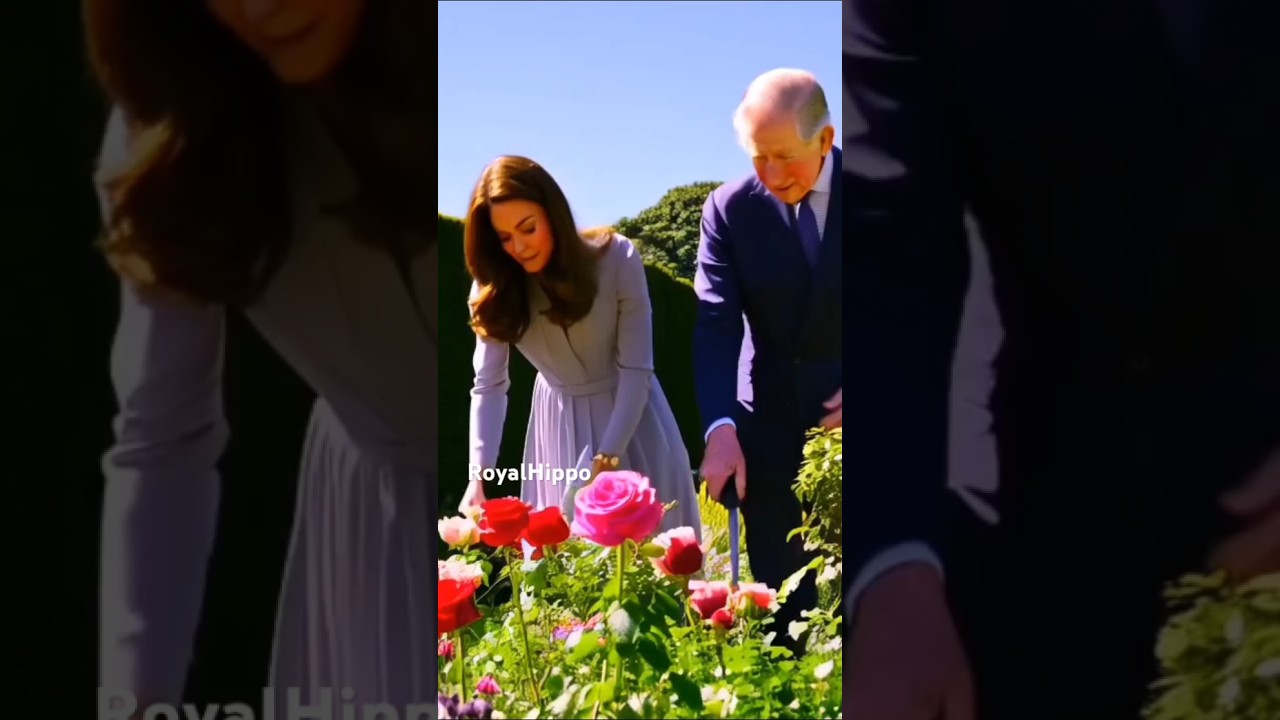 Princess Catherine and king Charles gardening 