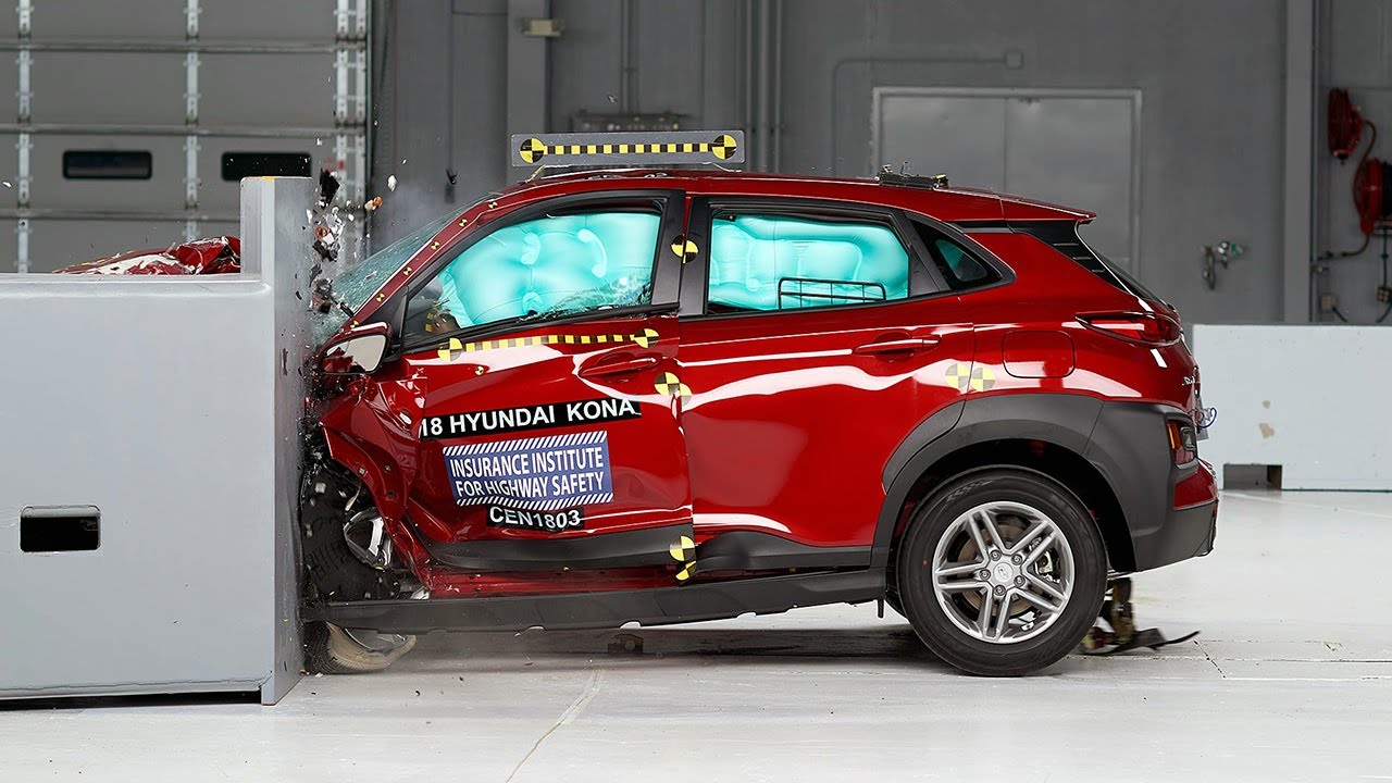 2018 Hyundai Kona driverside small overlap IIHS crash test YouTube