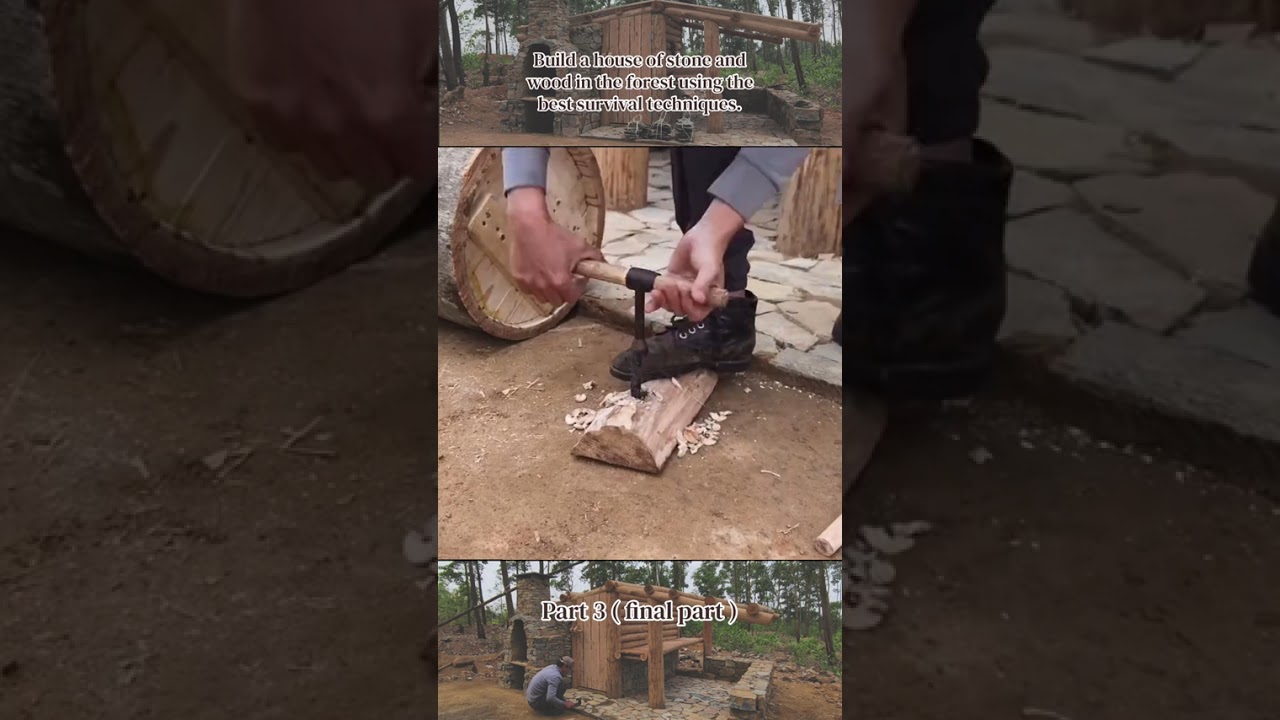 (Part 3) build a house of stone and wood in the forest using the best survival ⛺️