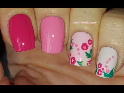 Pink Spring FLORAL NAIL ART For EASTER - YouTube