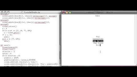 Python Curses Snake Tutorial 7: Instructions