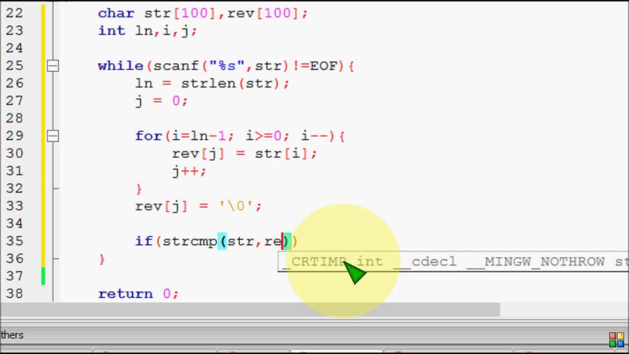 Bangla C programming tutorial 68 PS 09 Check a string is palindrome or ...