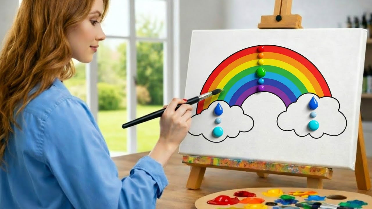 Vibrant Rainbow Landscape Acrylic Painting | Step By Step Relaxing Art