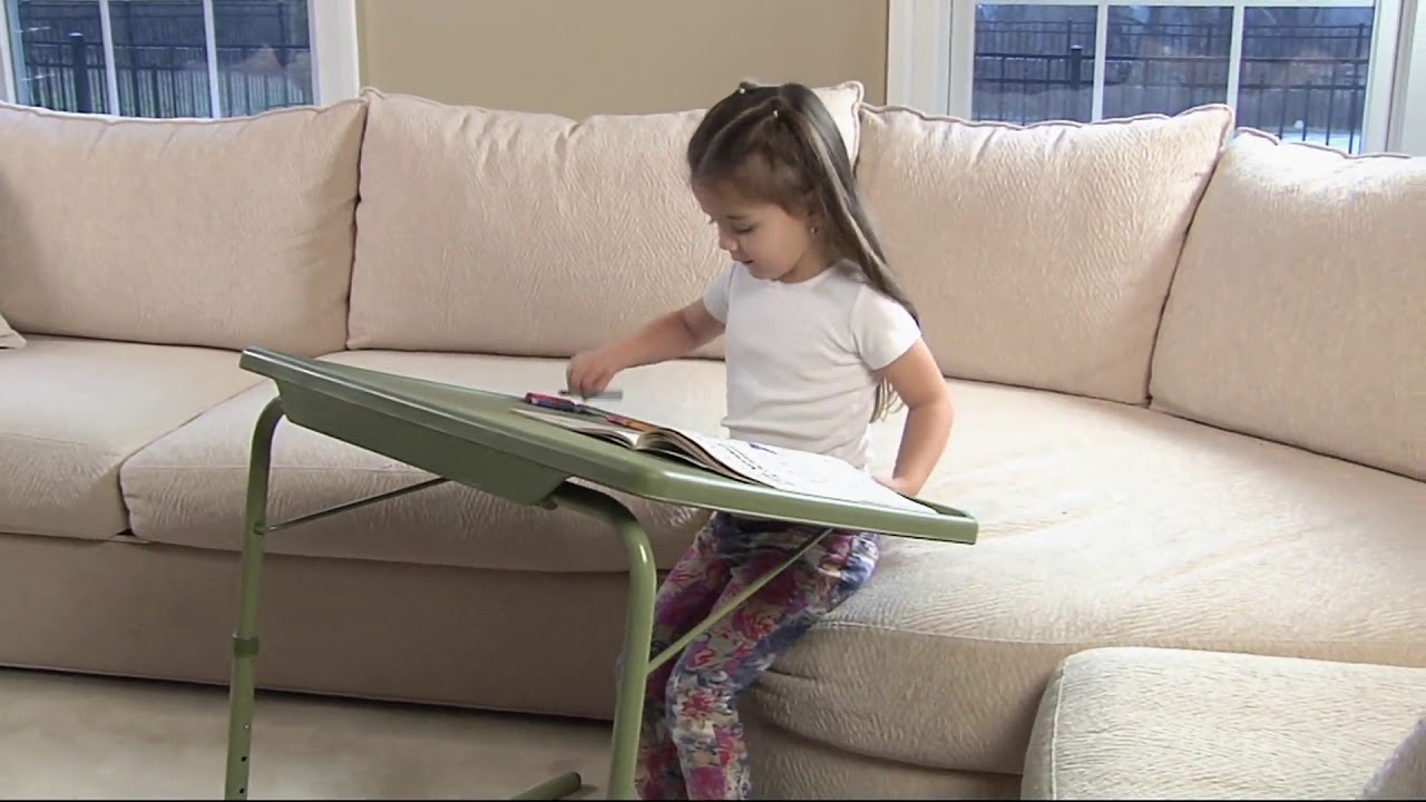 Table Mate XL Multipurpose Adjustable Folding Table w/ Cup Holder on