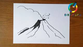 How to Draw a Volcano Erupting | كيفية رسم ثوران بركان