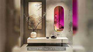 LUVODI Aesthetic Wall Mirror Iridescent Accent Mirror Rainbow Full Length Glass Mirror for Bedroom,L