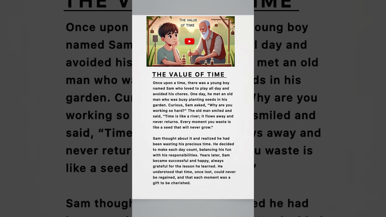 The Value Of Time English Moral Story Short 