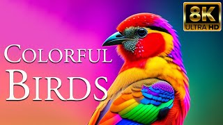 Colorful Birds 8K ULTRA HD | Beautiful Bird Sounds In The Forest | Nature Relaxation