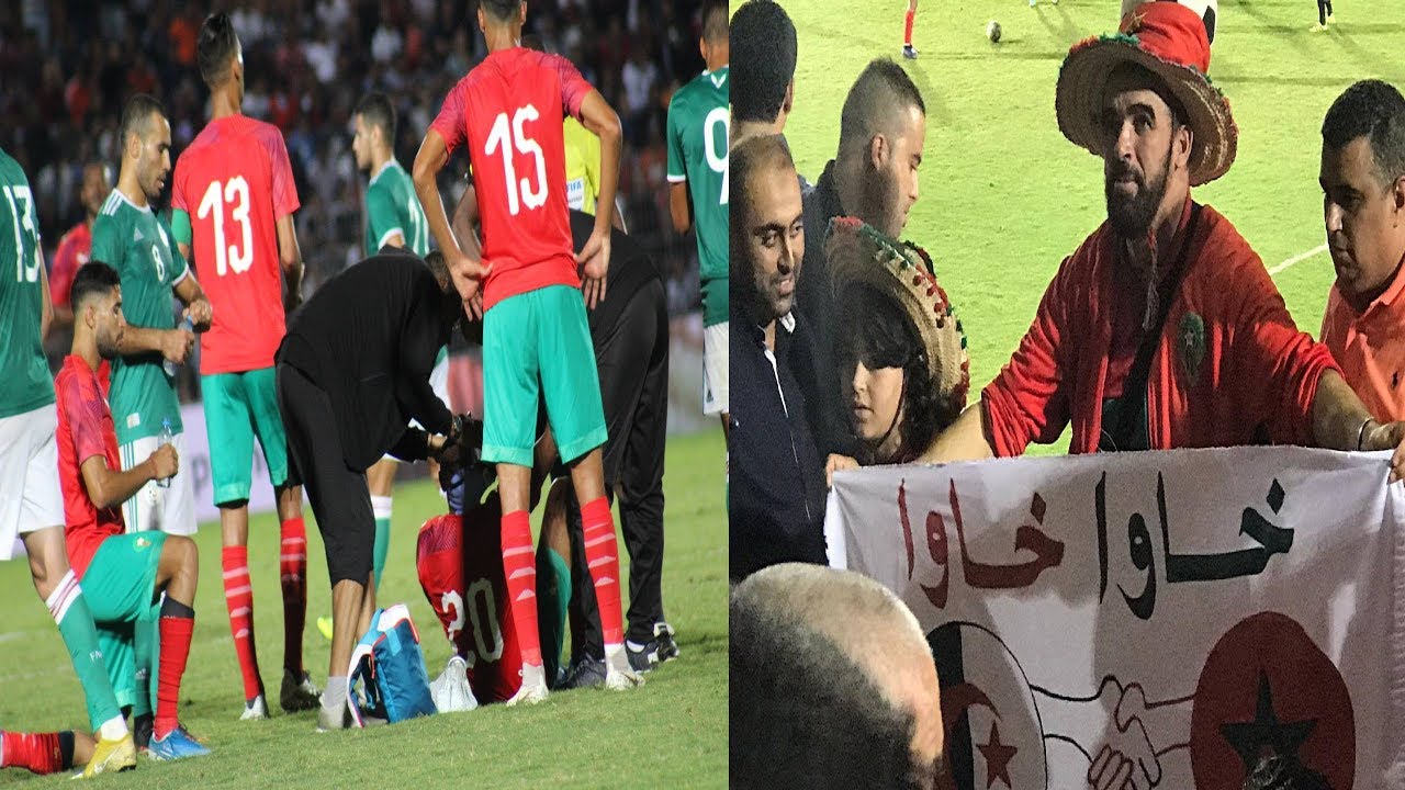 لقطات مثيرة من مباراة المنتخبين المحليين المغربي والجزائري بملعب بركان