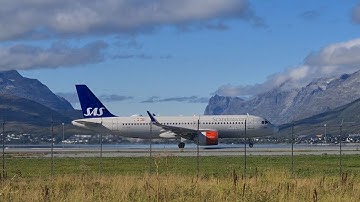 SAS A320-251N takeoff roll at Tromsø Langnes ENTC