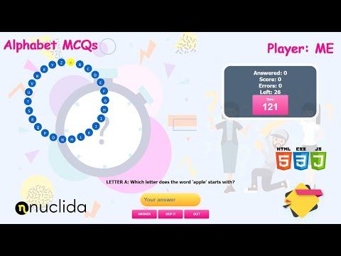 Alphabet Multiple Choice Questions Game - HTML/CSS/JS Game
