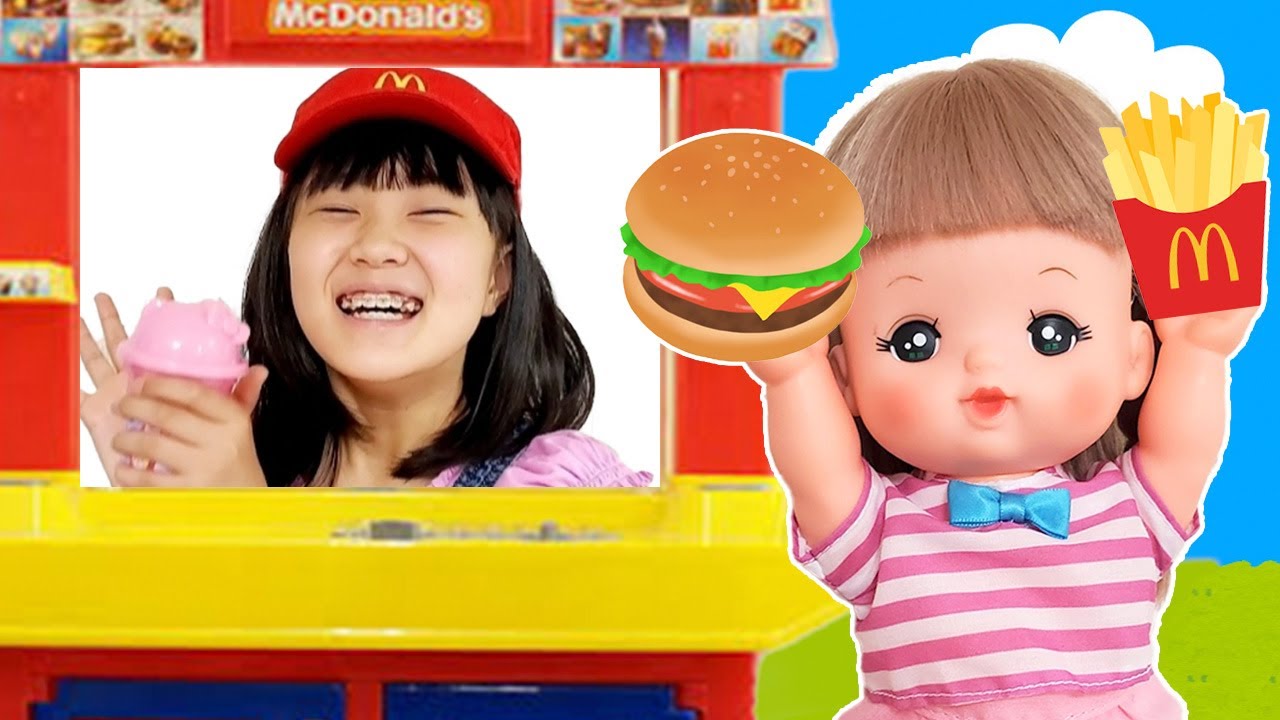 メルちゃん💛マイちゃんとマクドナルドのお店屋さんごっこ遊び
