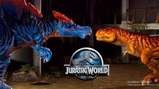 Спинозавр против Тираннозавра. Битва с Усилиниями Jurassic World The Game