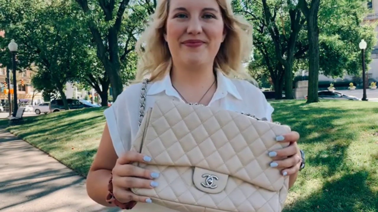 Chanel Single Flap Beige Bag