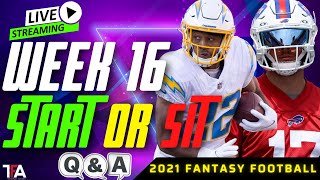 Week 16 Fantasy Football Start Sit LIVE Fantasy Week 16 Start Em Sit Em