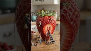Tiny Workers Harvesting Giant Strawberry Seeds 🍓 | Miniature Food World