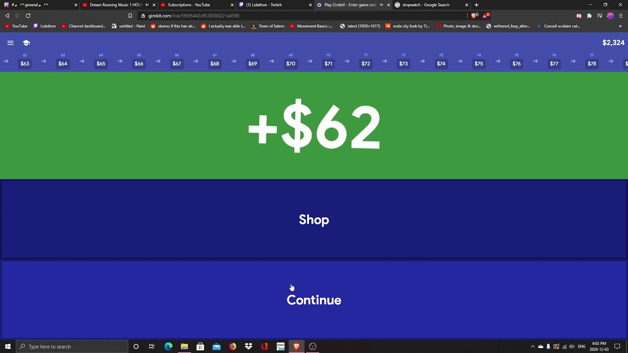 gimkit no shop speedrun , plus a regular speedrun