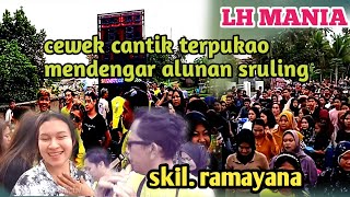 cewek cantik terpukao dengar seruling, skil krisna√lagu harus kah aku mati:lara silvy cover yulia√