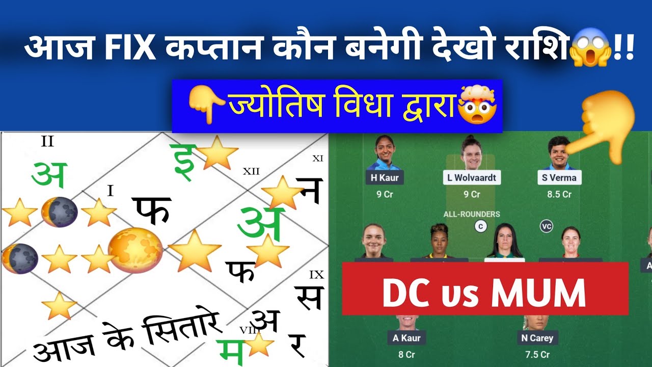 DC w vs MI w 13th ज्योतिष dream11,prediction | Wpl 2026