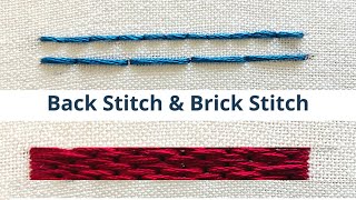Back Stitch & Brick Stitch Tutorial | Afeei |  Embroidery By Afeei
