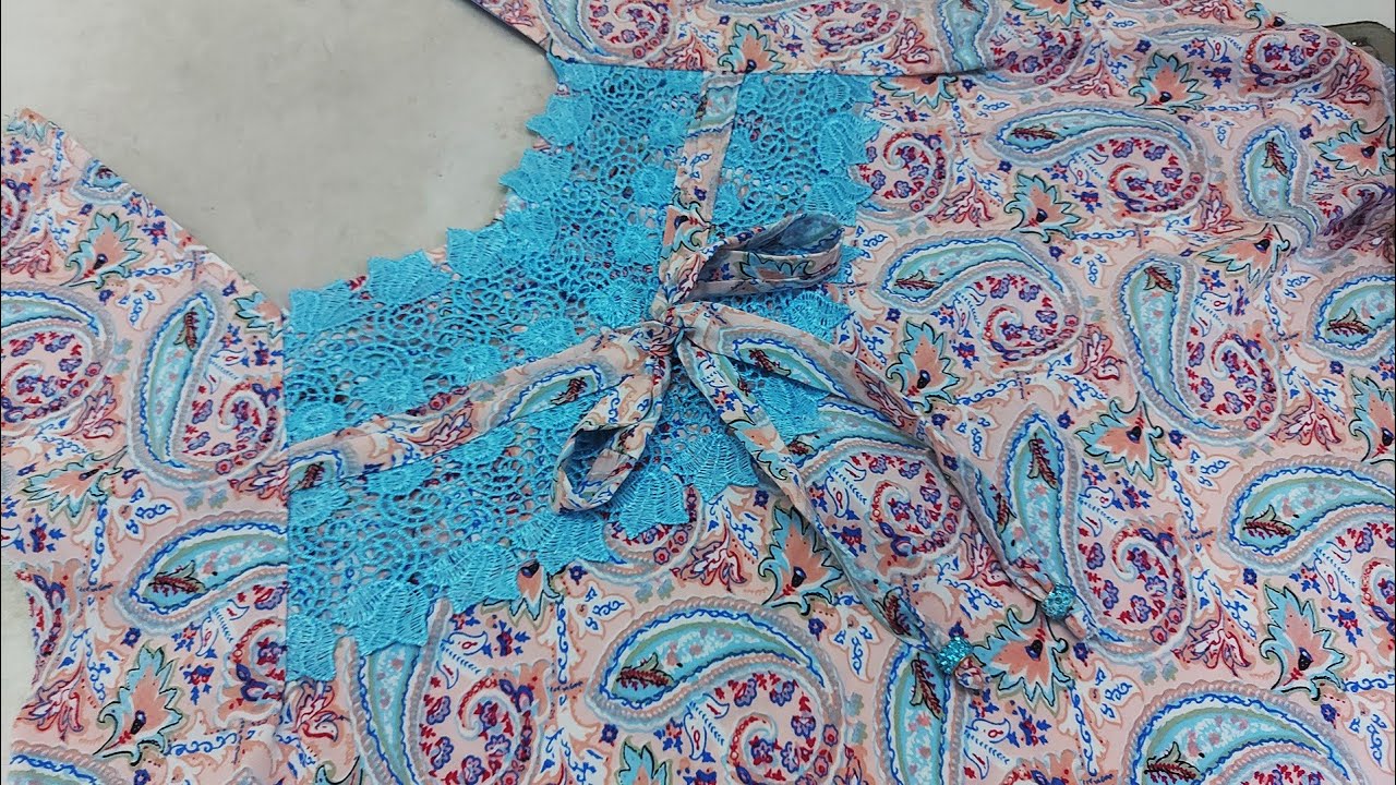 خياطة صدر دشداشة بدانتيل روعة