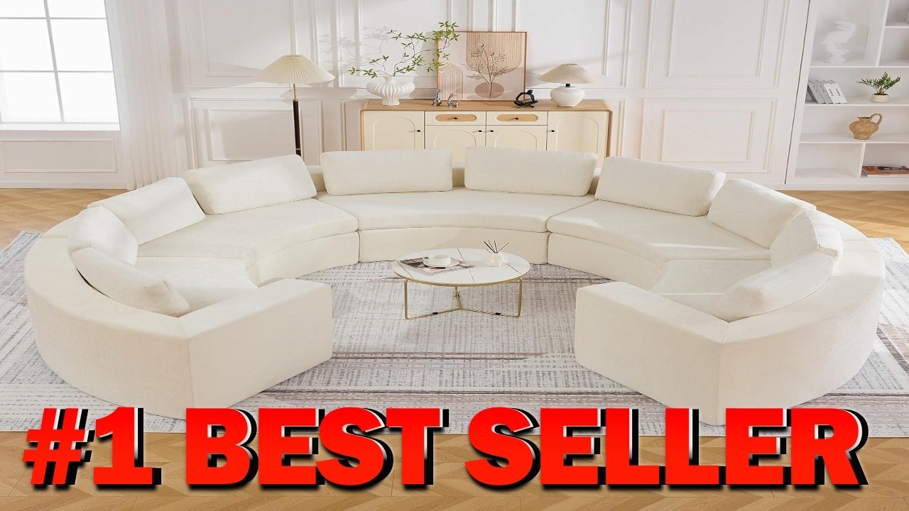 145'' Curved Round Boneless Couch Oversized U Shaped Sofa with Deep Seat - B0G81HV1F6
