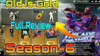 Free Fire Season-6 Elite Pass Full Review || Free Fire Old Memories..Lol Emote In Free Pass.@Garena