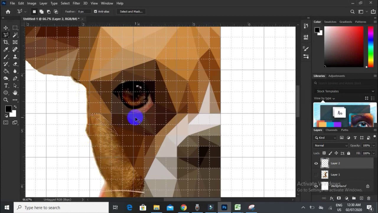 Artwork 3 - the Dog. Creating a digital art with Polygons.