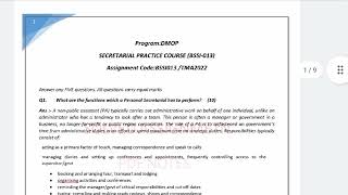 BSSI-013 SOLVED ASSIGNMENT || DMOP || IGNOU