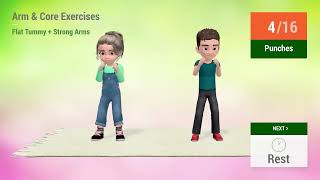 FLAT TUMMY + STRONG ARMS  ARM \& CORE EXERCISES FOR KIDS 15 MINUTES 720p