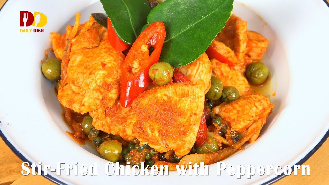 Stir Fried Chicken with Peppercorn | Thai Food | Gai Pad Prik Thai | ไก่ผัดพริกไทยอ่อน