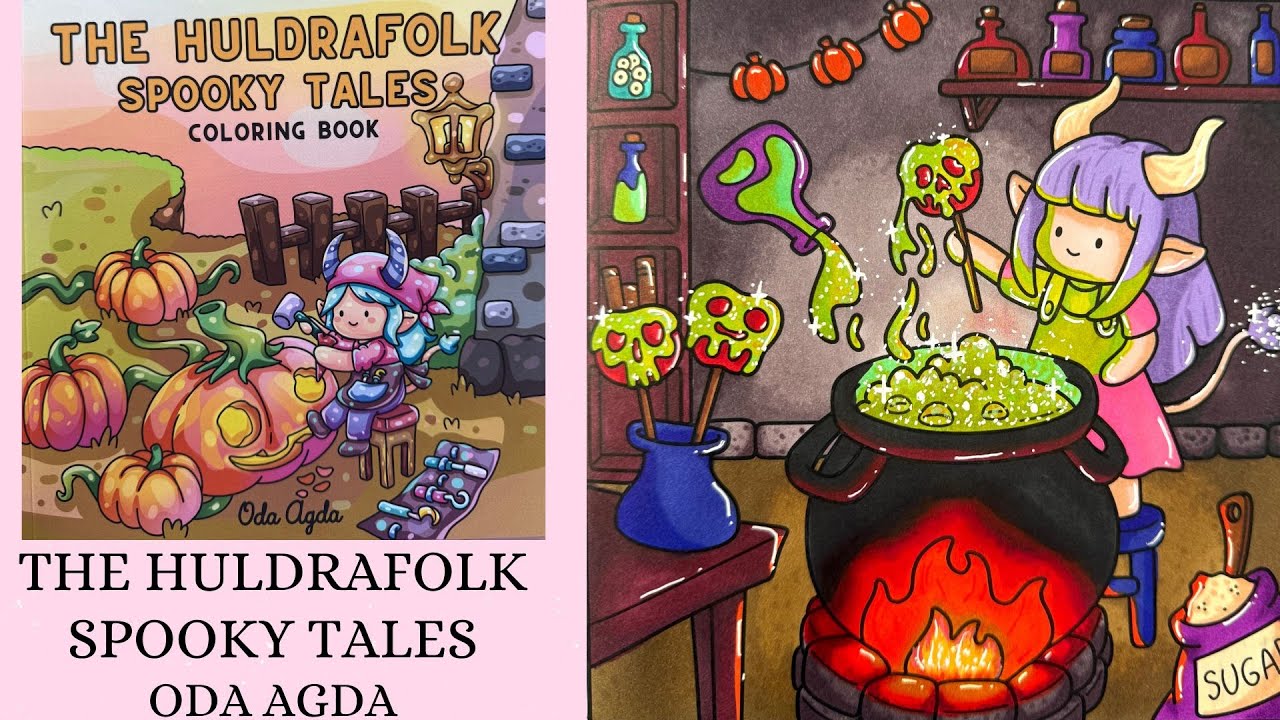 Huldrafolk Spooky Tales 🌸 Cozy Colour with me 🌸 Tutorial 🌸 Ohuhu alcohol markers 🌸 Magic apples