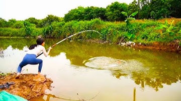 Người đẹp 80kg bắt được cá 100kg! Kéo cá đến mức chân bị chuột rút