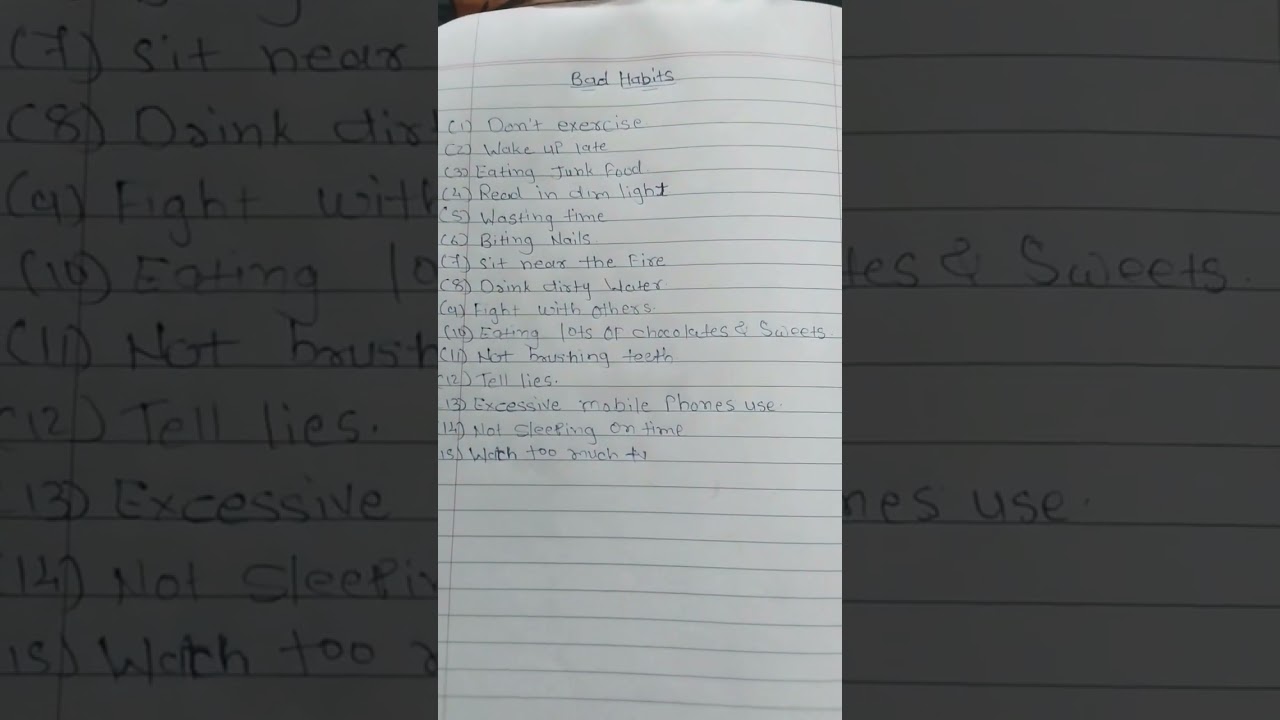 Bad habits in english/Learn 15 bad habits in english/Bad habits Essay in english